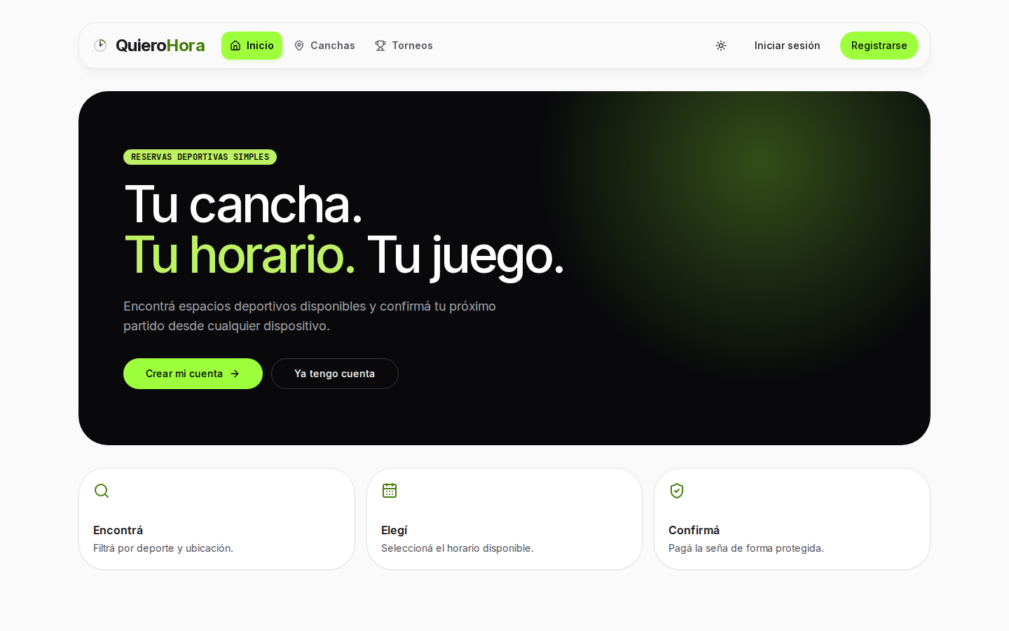 Página principal de QuieroHora